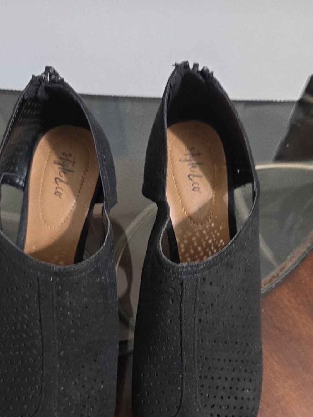 Style & Co. Black Perforated Peep-Toe Heels - Picture 5 of 9